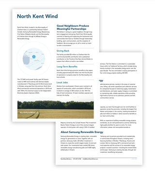 PA1P-S027 - North Kent Wind | Fact Sheet (Pack of 50)